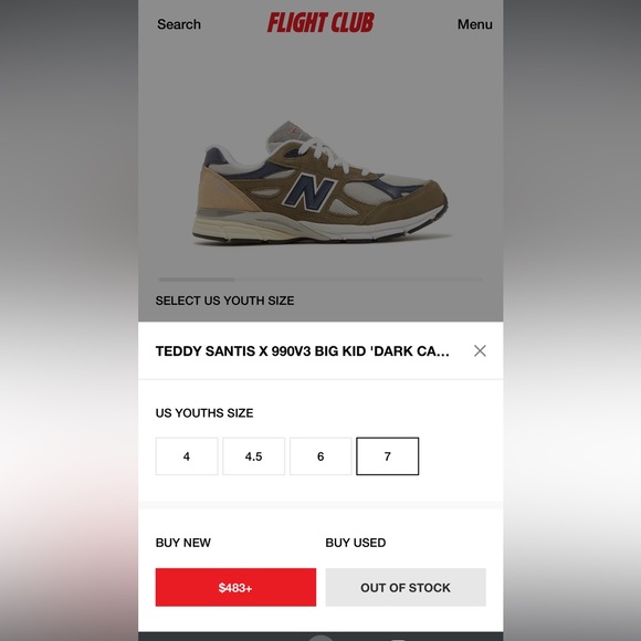 New Balance 990 v3 Dark Camo (Big Kid) - Picture 9 of 10